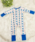 Girl’s pink and blue bow and floral sleeper
