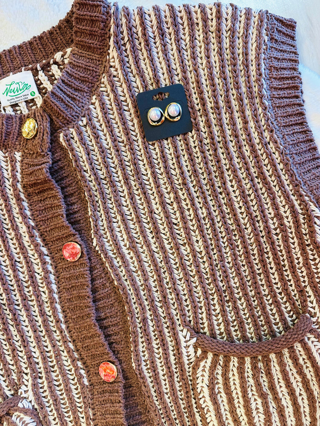 Women’s brown stripe button up top