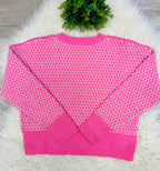 Women’s Pink And Cream Checkered Knit Sweater