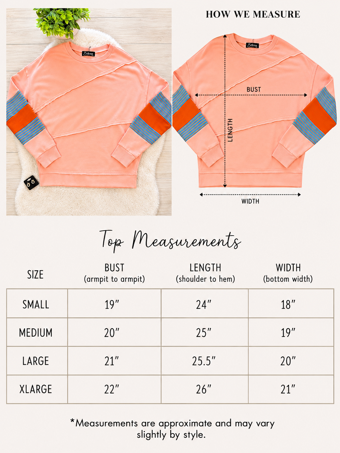 Women’s Evermmee Peach Detailed Long Sleeve Top