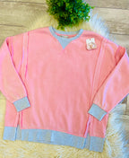 Women’s Zenana Washed Exposed Seam Sweatshirt In Light Pink