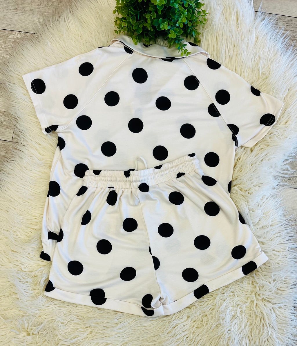 Women’s Evermmee Black Polka Dot Short Set