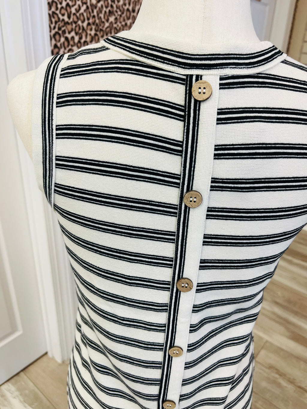 Women’s Blu Pepper Black Stripe Button Down Back Dress