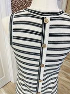 Women’s Blu Pepper Black Stripe Button Down Back Dress