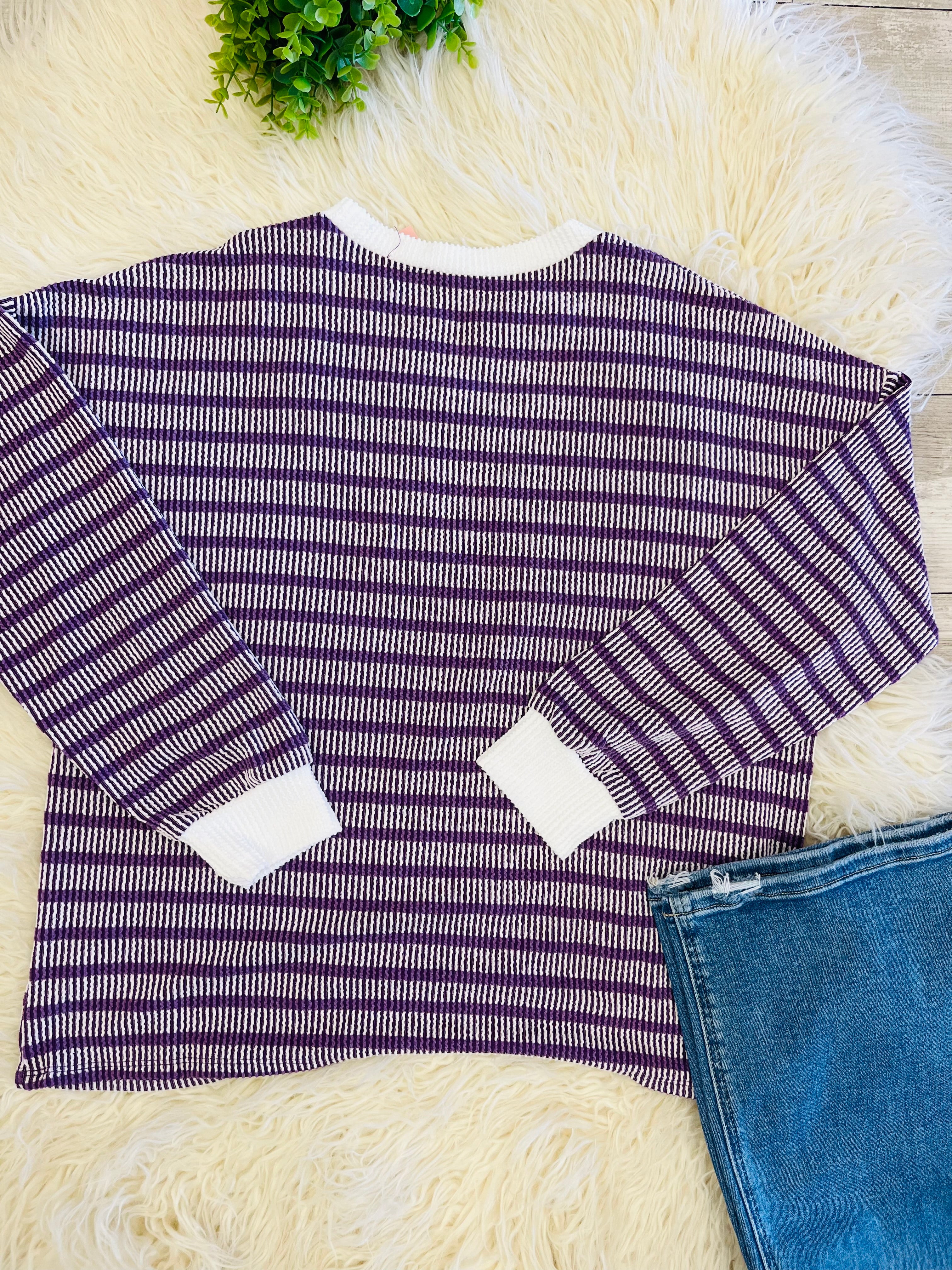 Women’s Ribbed Long Sleeve in Purple Zenana Mocha- True to Size