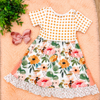 Girl’s Floral Checkered Dress