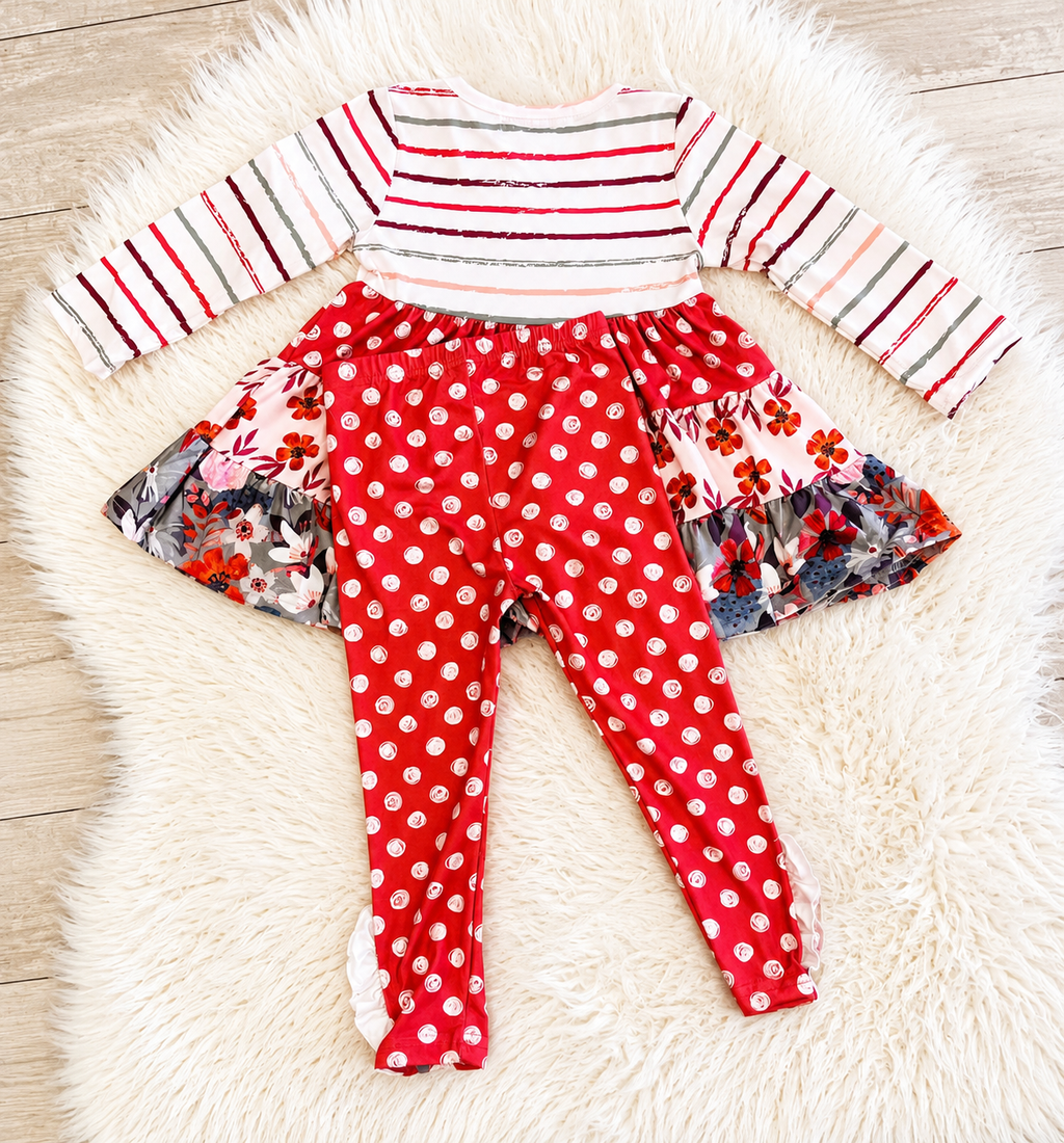 Girl’s Fall Mixed Patterned Outfit