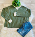 Women’s Zenana Washed Exposed Seam Sweatshirt In Olive Green