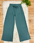 Women’s Zenana Ribbed Cuff Sleeve Jade Pant Set