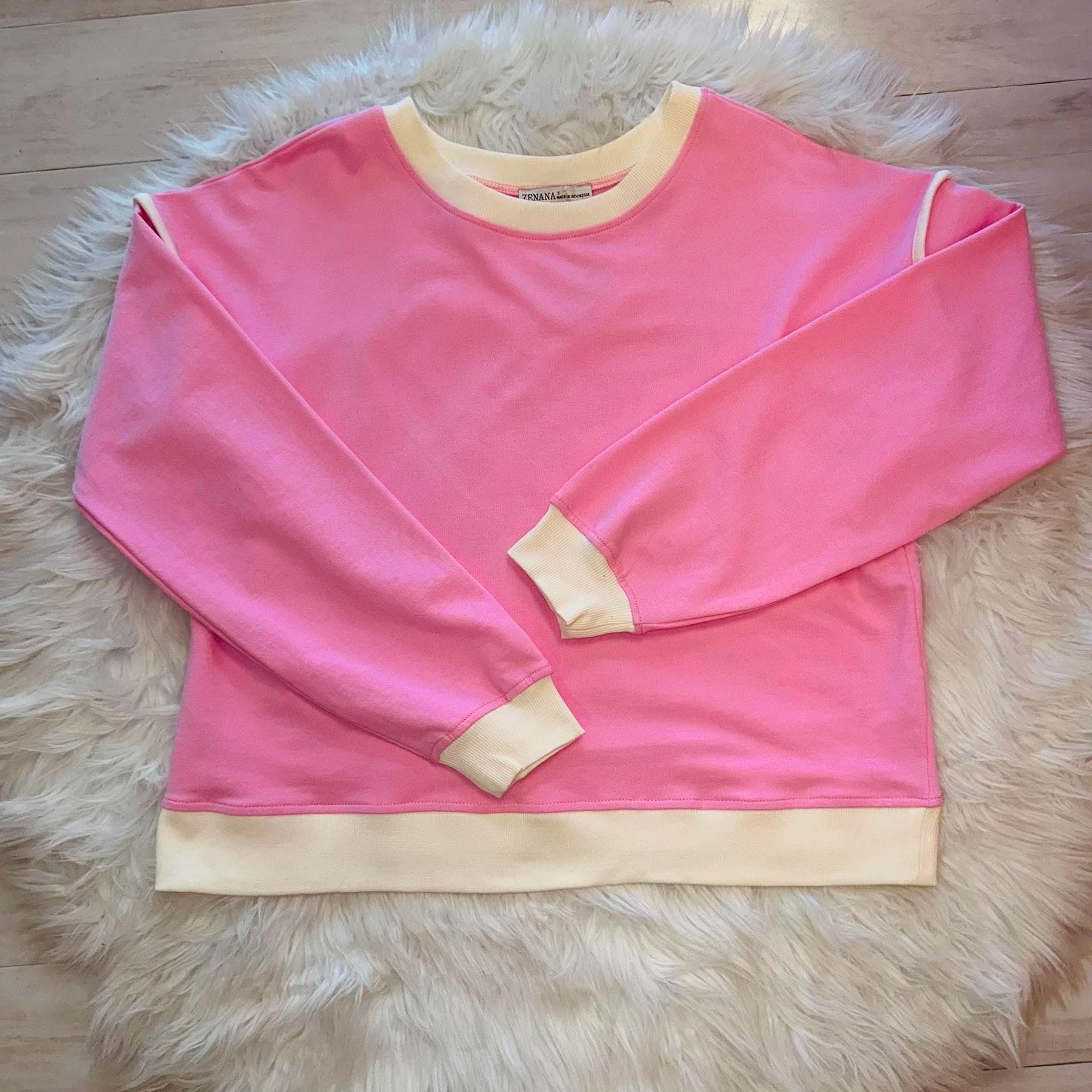 Women’s Zenana Pink Short Set with Contrast Seams