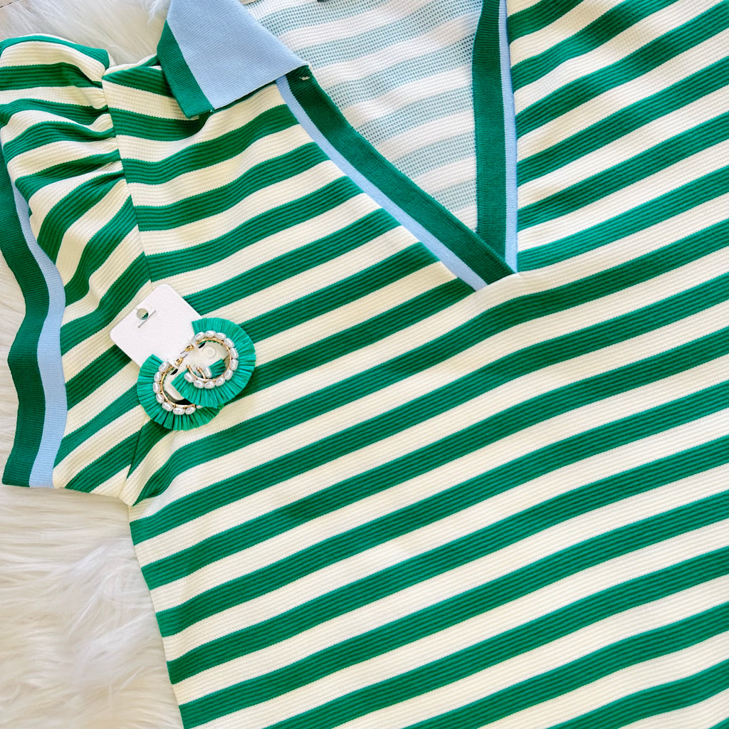 Women’s Evermmee Kelly Green Striped Top