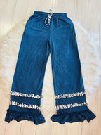 Women’s Evermmee navy striped Ruffle pant set