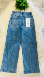 Women’s Risen High Rise Ankle Straight Front Seam Detail Jeans Style 1999