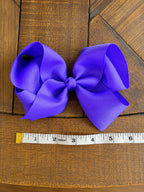 Hair Bow 6” Alligator Clip - Blue Violet