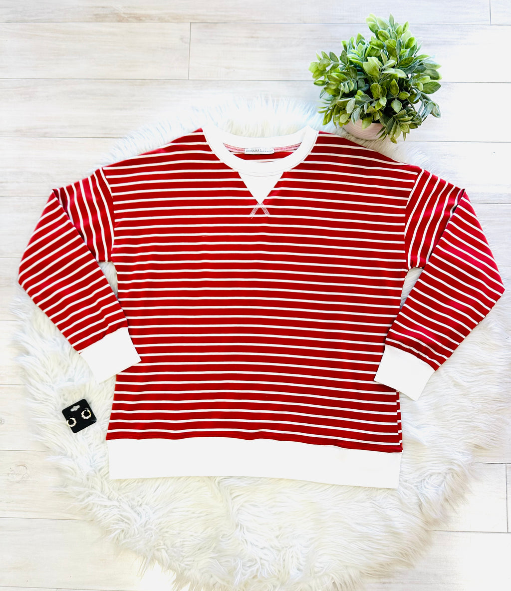 Women’s Zenana Rust Striped Long Sleeve Top