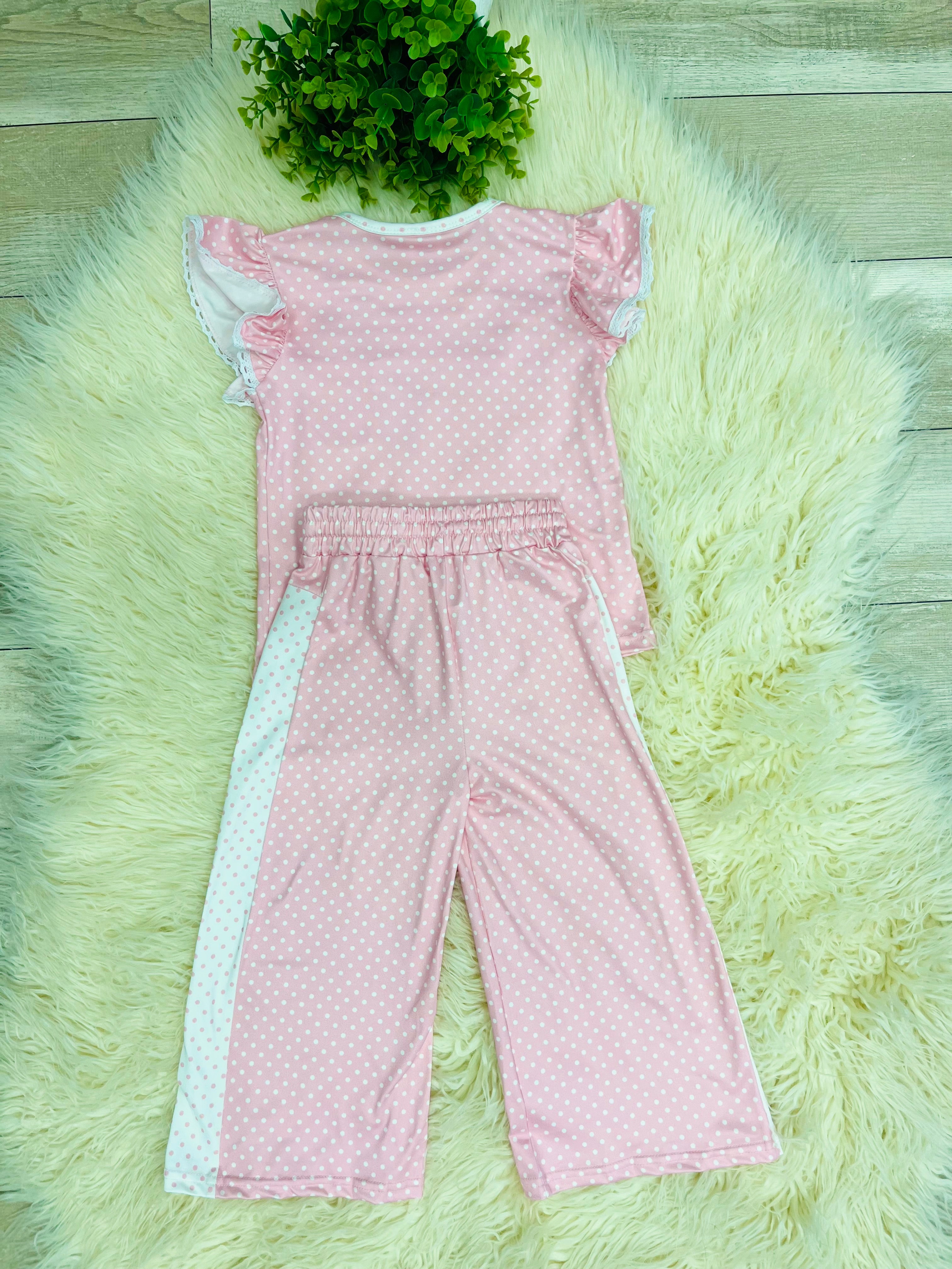 Girl’s Pink And White Polka Dot Outfit