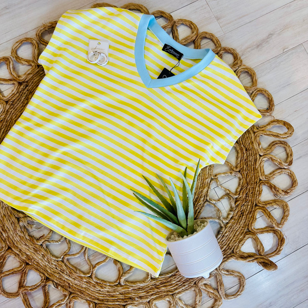 Women’s Yellow and blue stripe short set
