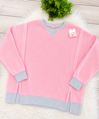 Women’s Zenana Washed Exposed Seam Sweatshirt In Light Pink Top
