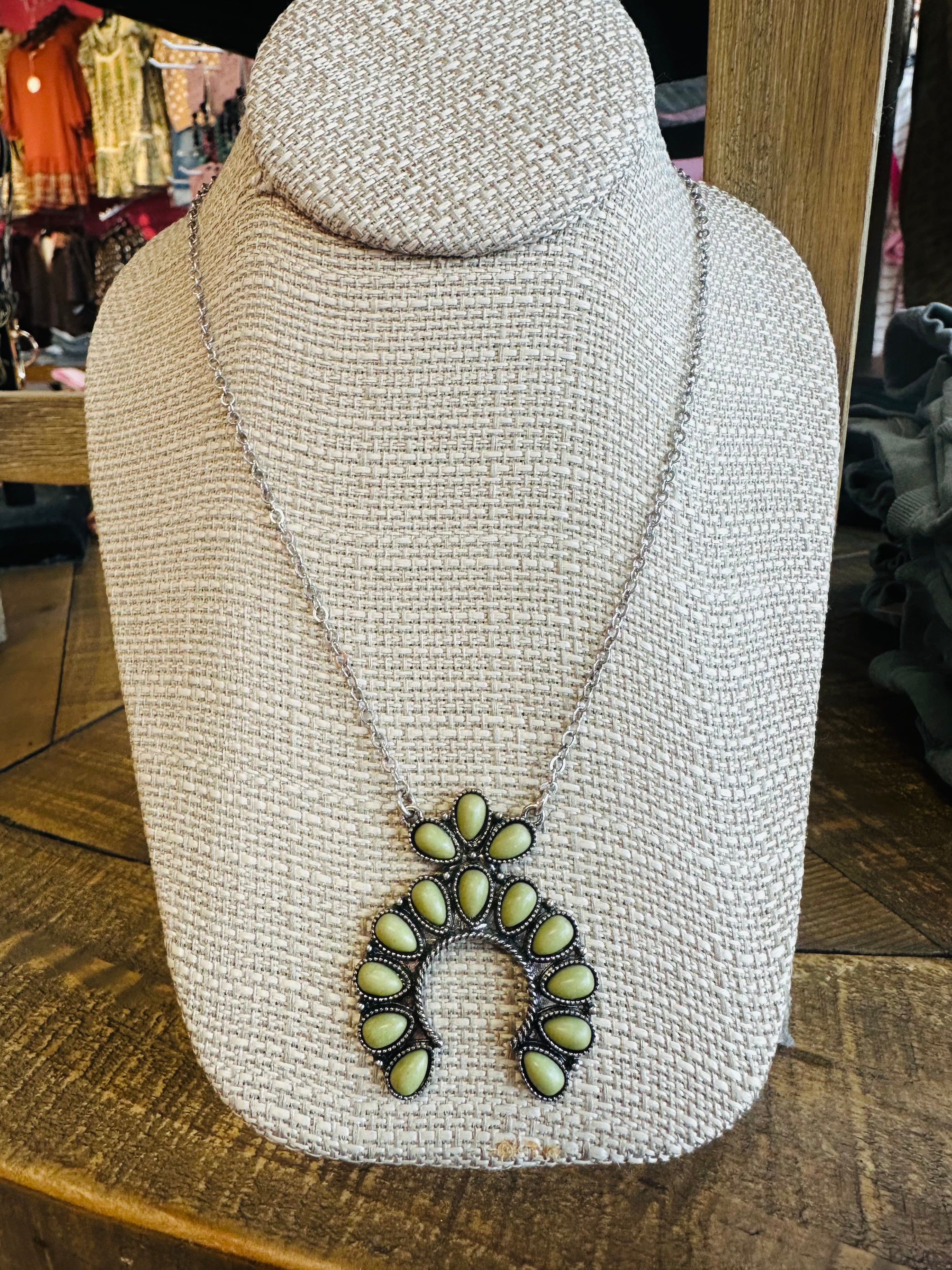 Women’s Silver and Light Green Necklace