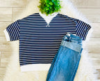 Women’s Zenana Navy Striped Top
