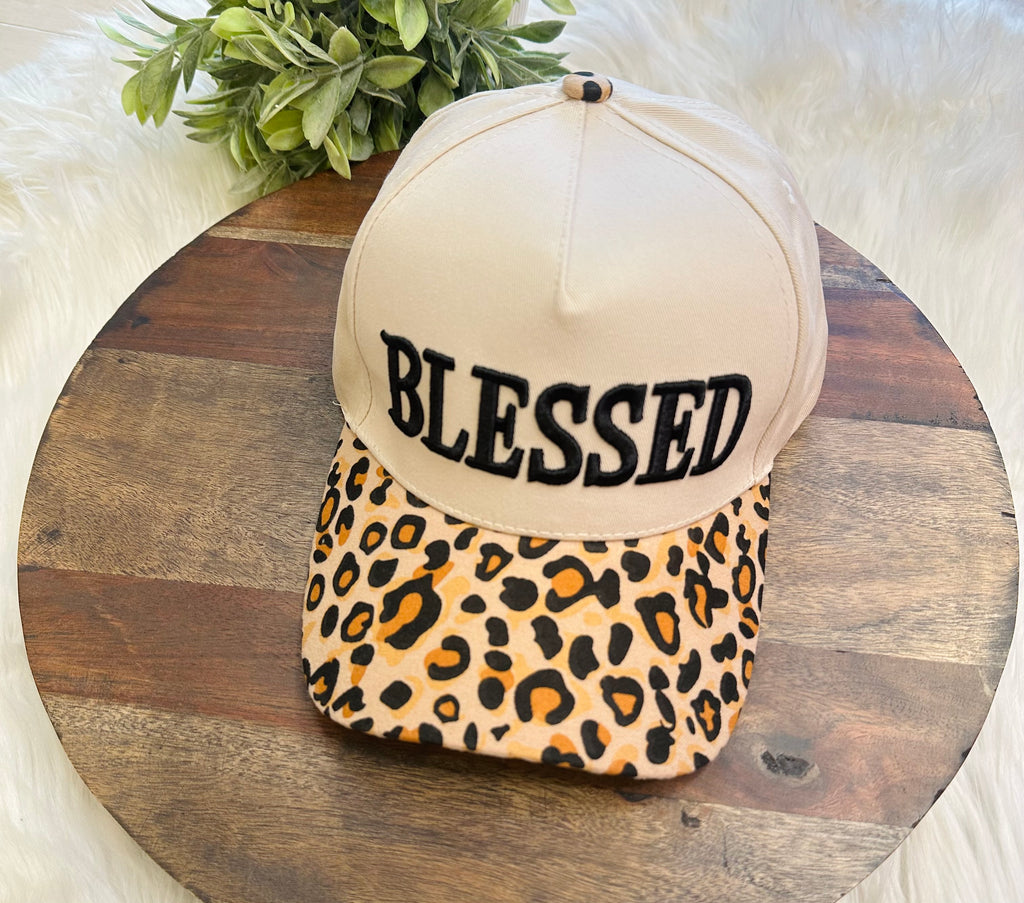 Women’s “Blessed” Cheetah Print Hat