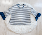 Women’s Evermmee Navy Striped Ruffle Set - Loose Fit