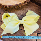 Hair Bow 8” Alligator Clip - Light Yellow