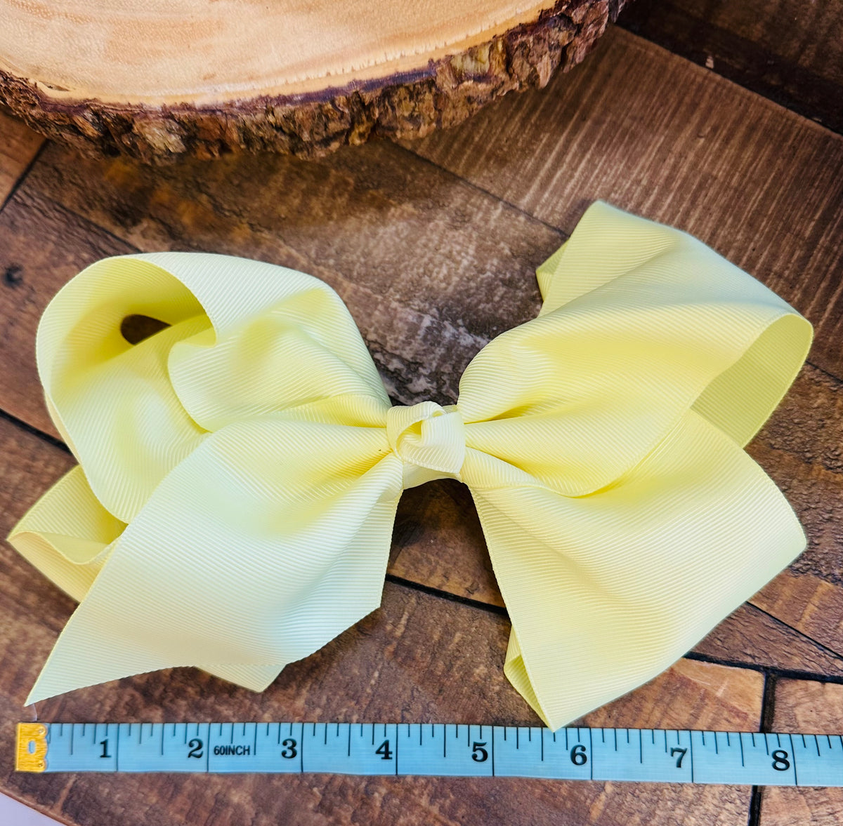 Hair Bow 8” Alligator Clip - Light Yellow