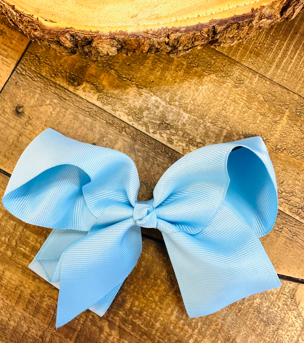 Hair Bow 6” Alligator Clip - Sky Blue