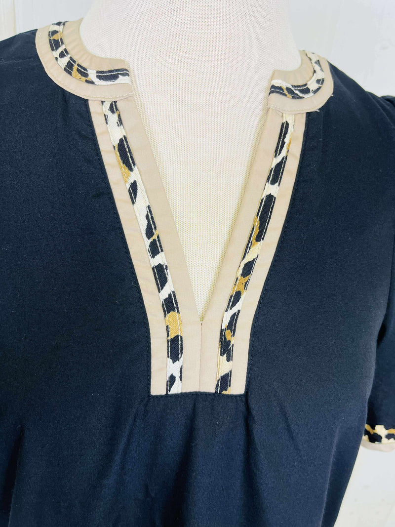 Entro Black Dress with Leopard Detail