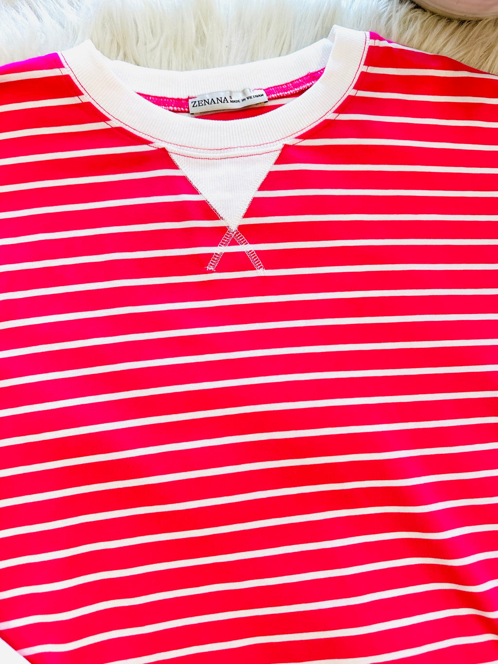 Women’s Zenana Hot Pink Striped Long Sleeve Top