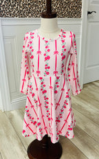Girl’s Bow Rose Dress Long Sleeve Twirl Dress