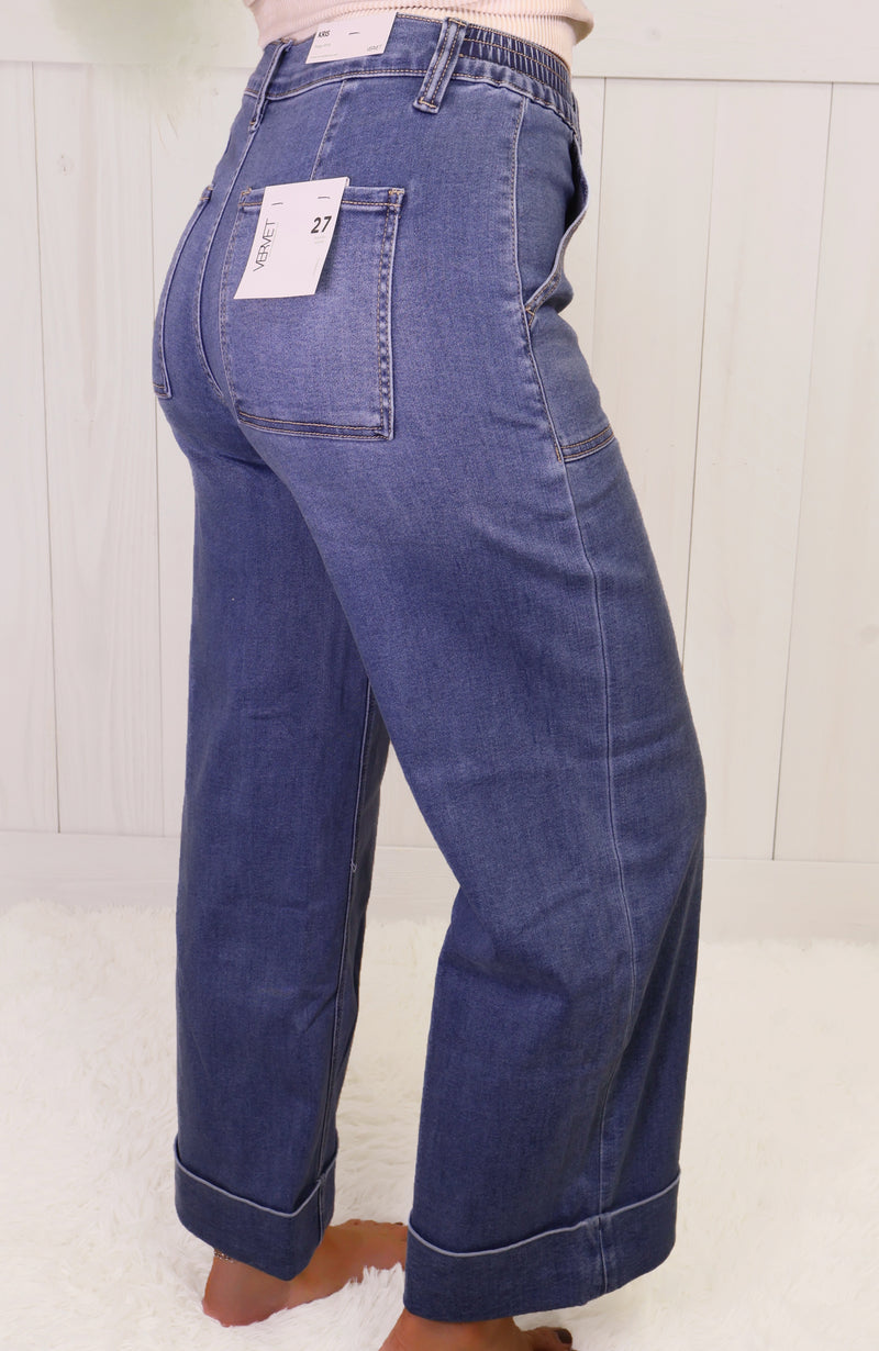 Vervet High Rise Baggy Cuff Jeans 3589