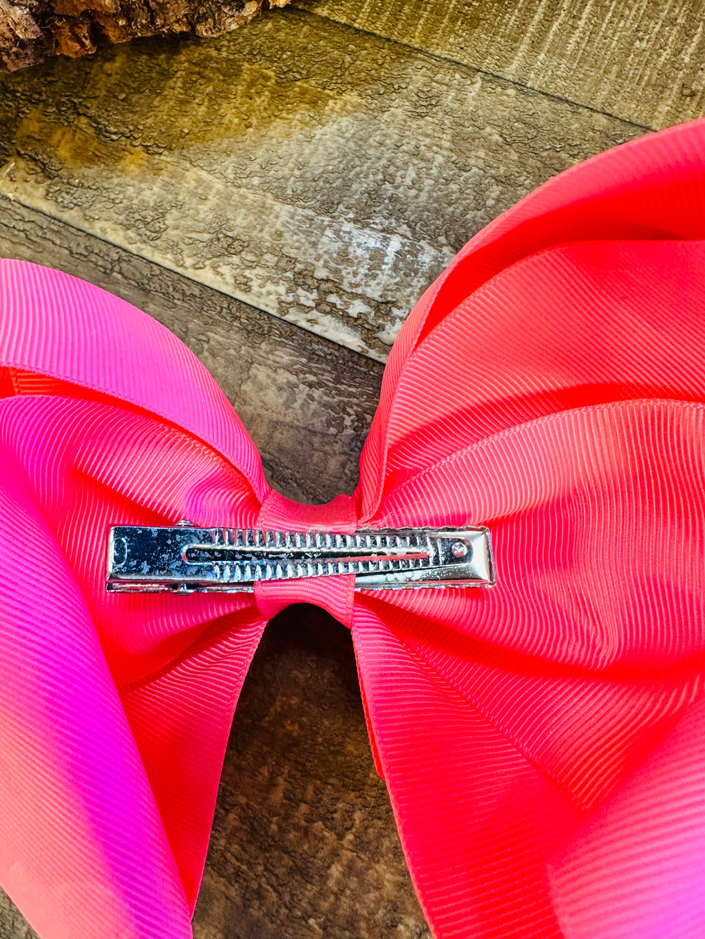 Hair Bow 8” Alligator Clip - Coral Rose