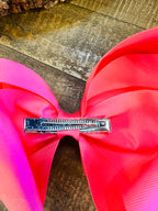 Hair Bow 8” Alligator Clip - Coral Rose