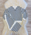 Women’s Evermmee Navy Stripe Mock neck Pant Set