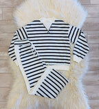 Women’s Evermmee Navy Stripe Mock neck Pant Set