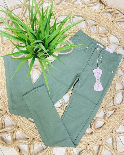 Girls Green Skinny Jeans - Mini Mee Boutique