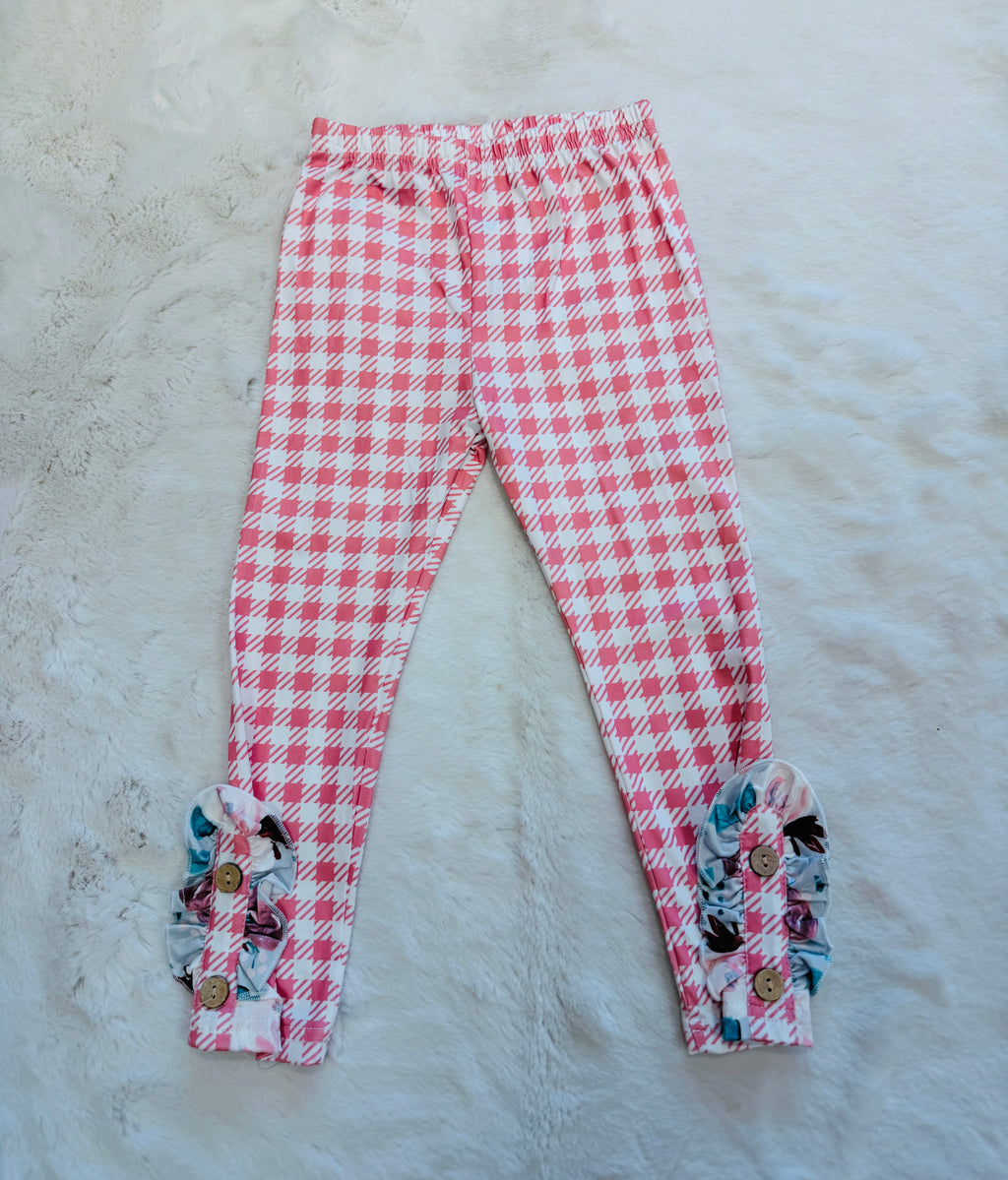 Girls Floral and Plaid Turquoise Outfit