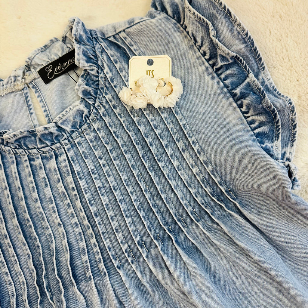 Women’s Evermmee Denim Ruffled Top