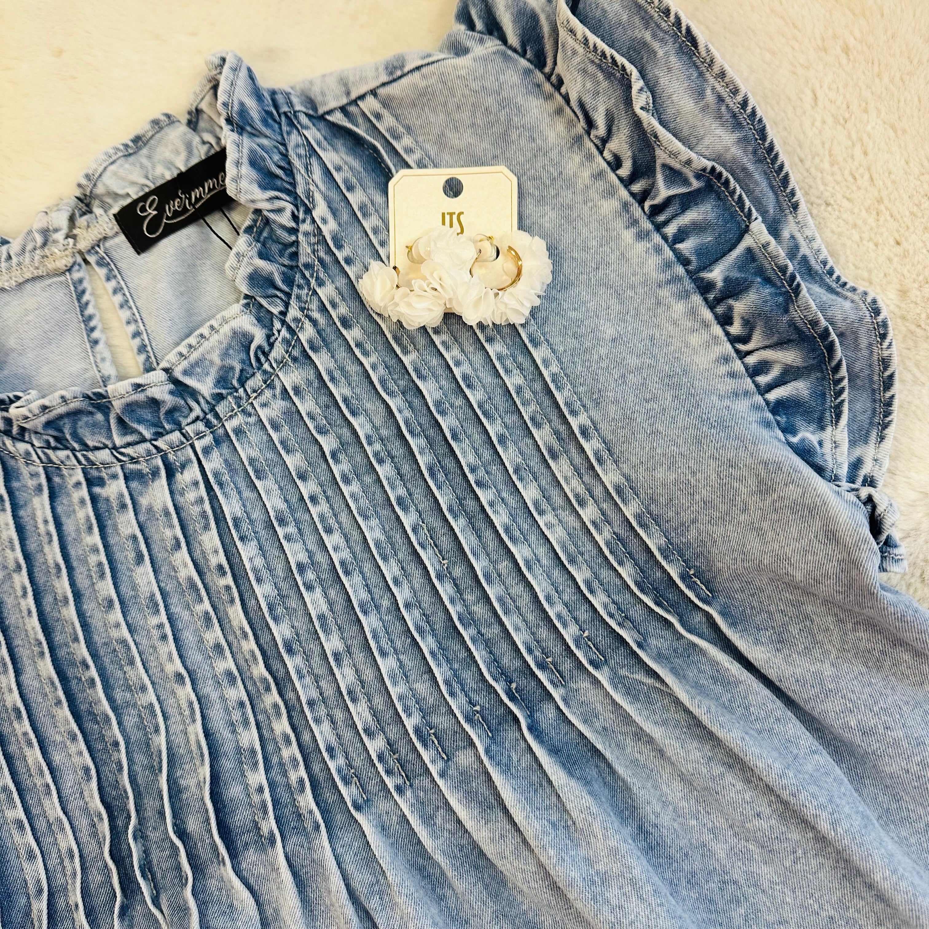 Women’s Evermmee Denim Ruffled Top
