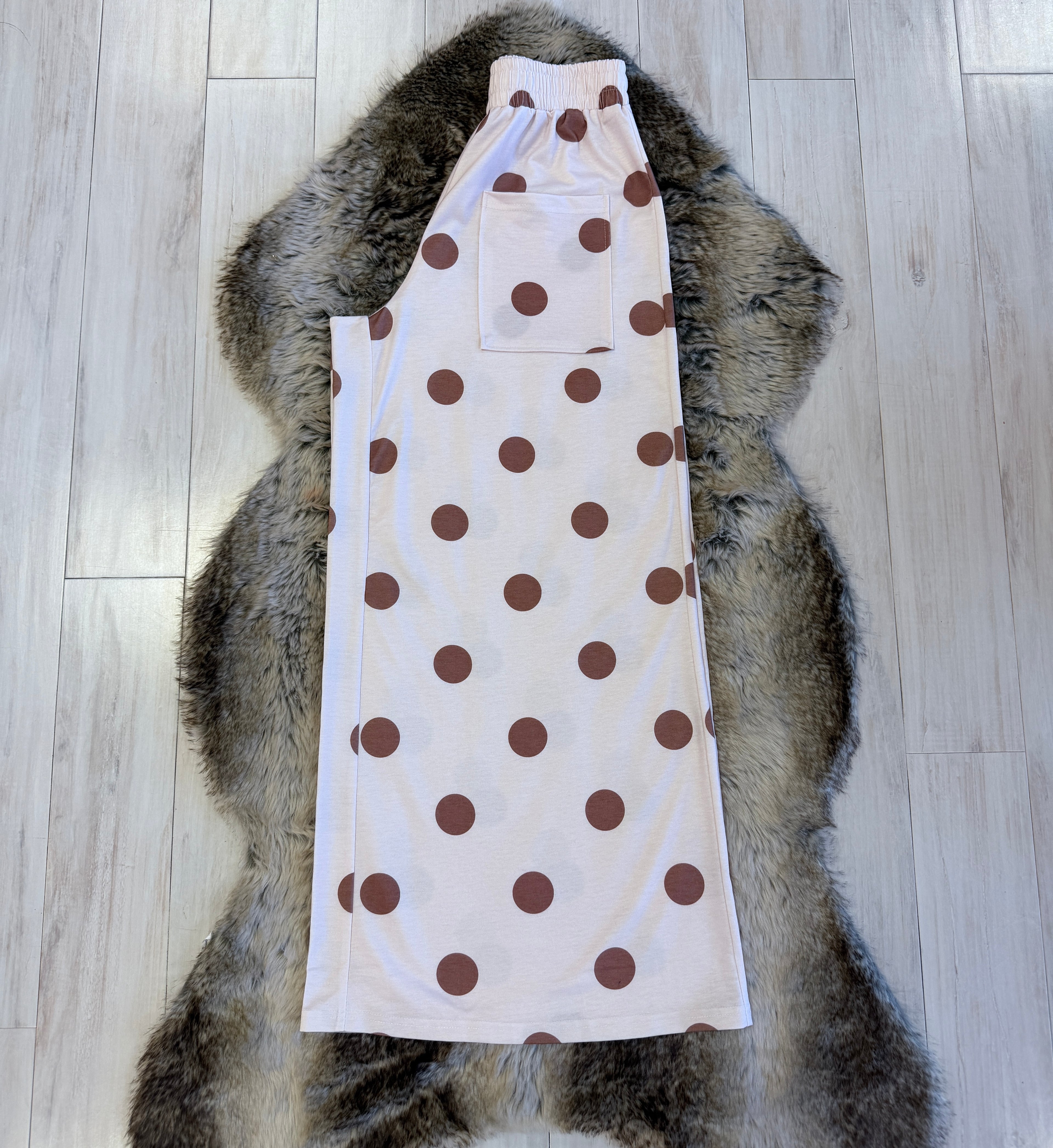 Women’s Evermmee Tan Polka Dot Wide Leg Pull on Pants