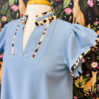Women’s GiGiO Dusty Blue with Cheetah Dress