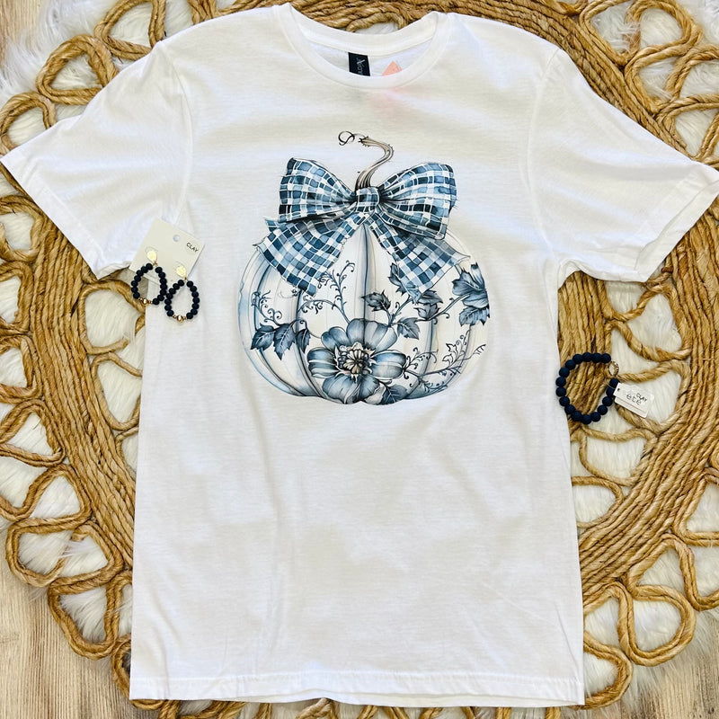 Blue and White Pumpkin Tshirt