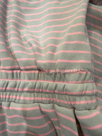 *Damaged-Restitched front left waist* Women's Umgee Grey and Pink Striped Draw String Romper