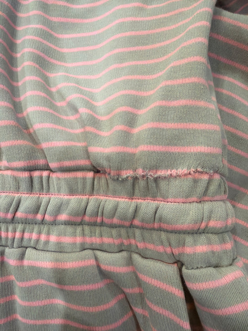 *Damaged-Restitched front left waist* Women's Umgee Grey and Pink Striped Draw String Romper