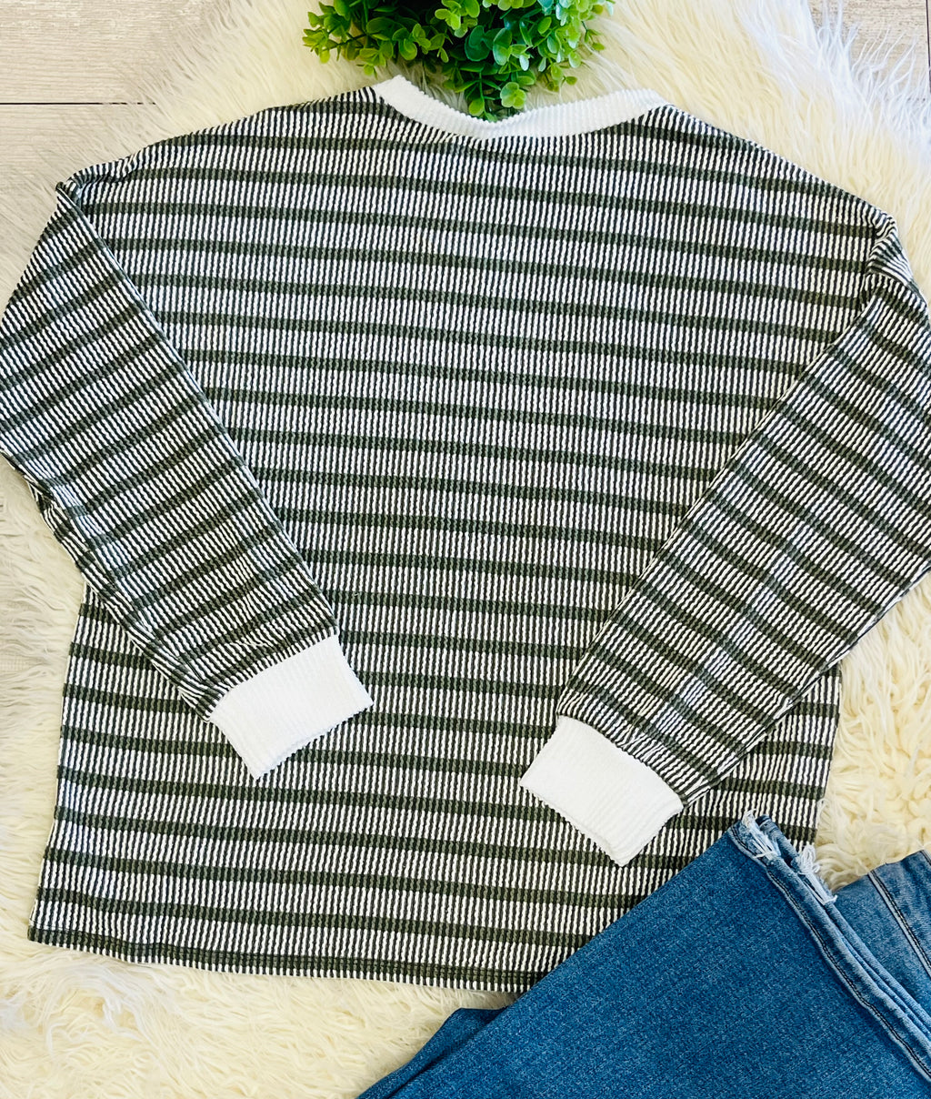 Women’s Ribbed Long Sleeve in Olive Zenana - True to Size