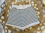 Women’s Black Striped Terry Knit Short Set
