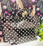 Women’s Brown and White Polka Dot Vinyl Tote Bag