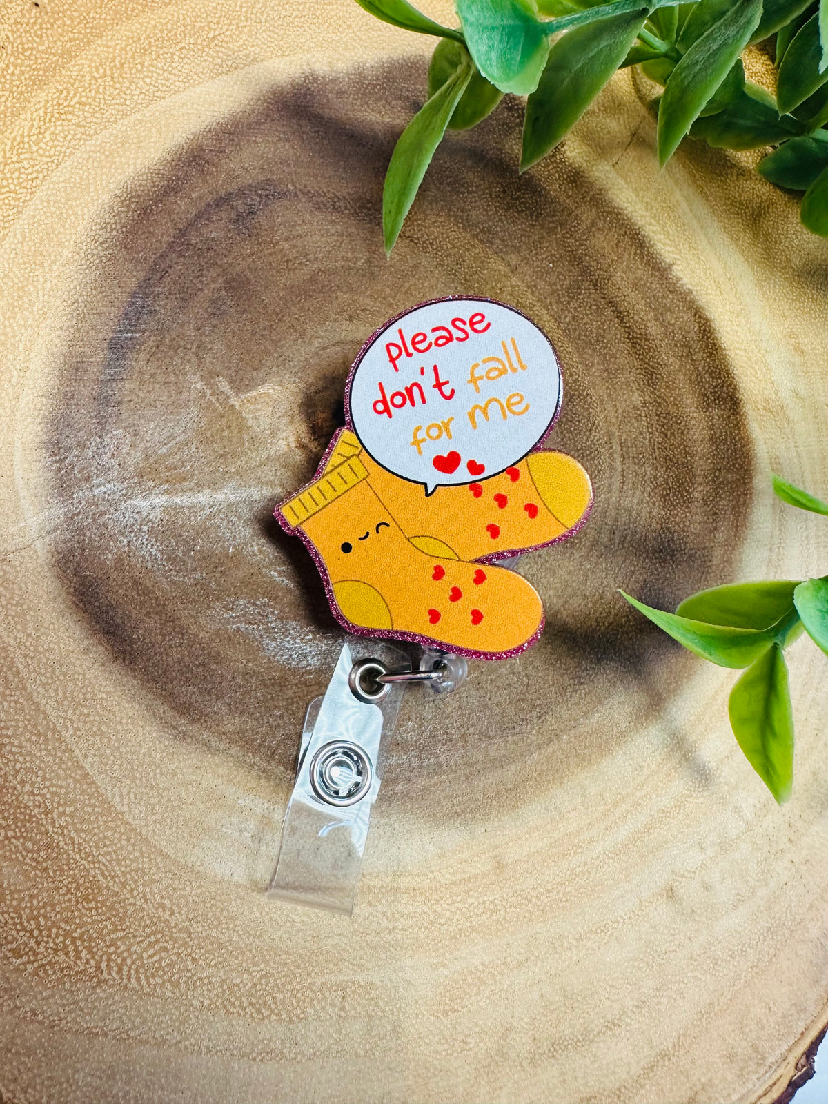 “Please don’t fall for me” ID Badge Reel